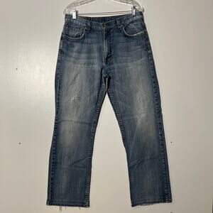 Lucky Brand BLADE Distressed Straight Leg Blue Denim Washed Jeans Mens Size 33